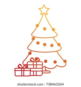 merry christmas pine tree with gifts