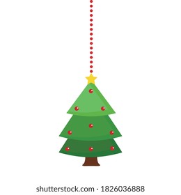 merry christmas pine tree hanging design, winter season and decoration theme Vector illustration