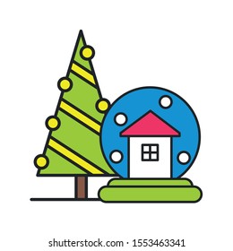 merry christmas pine tree icon vector illustration design