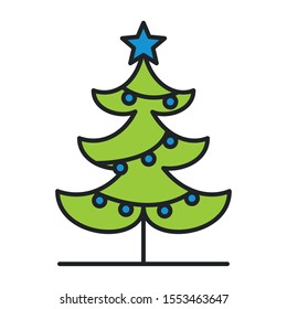 merry christmas pine tree icon vector illustration design