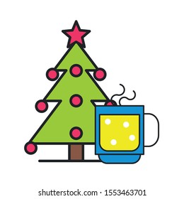 merry christmas pine tree icon vector illustration design