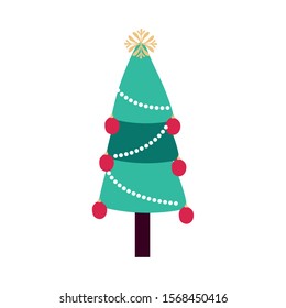 merry christmas pine tree icon vector illustration design