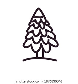 Frohe Weihnachtskiefern-Linie Stil Symbol Design, Wintersaison und Dekoration Thema Vektorgrafik