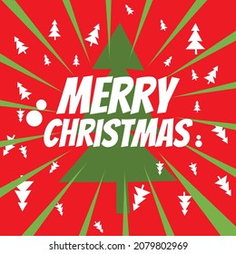 Merry Christmas, pine tree on red color background. suitable for Christmas marketing promotion