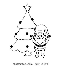 merry christmas pine tree with santa claus character