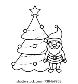 merry christmas pine tree with santa claus character