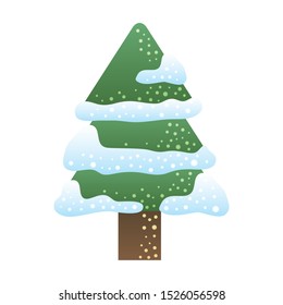 merry christmas pine tree with snow vector illustration design