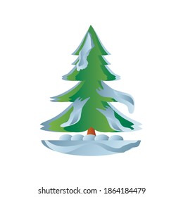 merry christmas, pine tree with snow season on white background vector illustration