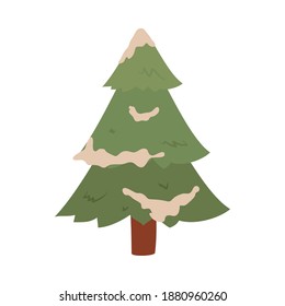 merry christmas pine tree with snow design, winter season and decoration theme Vector illustration