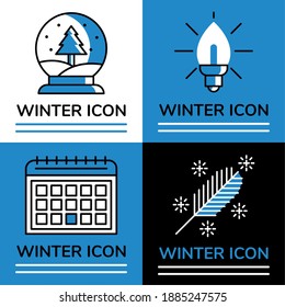merry christmas pine tree sphere light calendar and leaf design, winter season and decoration theme Vector illustration