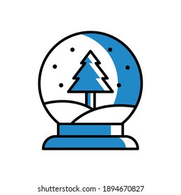 merry christmas pine tree in sphere design, winter season and decoration theme Vector illustration