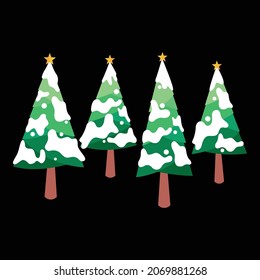 Merry Christmas pine trees collection set during the winter season
