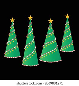 Merry Christmas pine trees collection set during the winter season