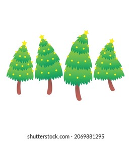 Colección de pinos navideños en invierno