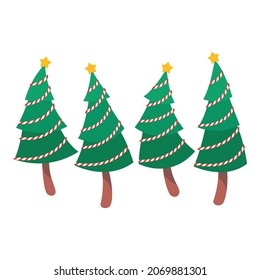 Colección de pinos navideños en invierno