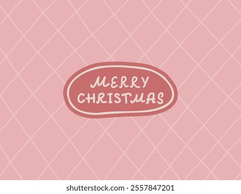 merry christmas pink background with diamond pattern retro vintage festive cheerful holiday greeting card hand drawn minimalist design