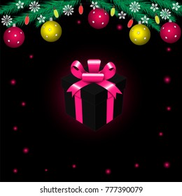 merry christmas pink black giftbox