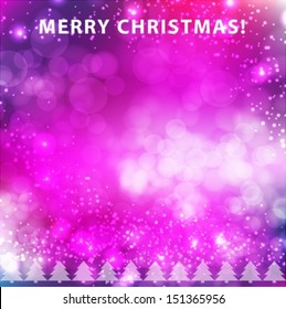 Merry Christmas pink card. Vector EPS 10 illustration.