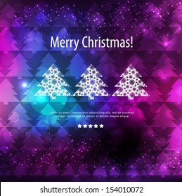 Merry Christmas pink and purple card. Vector EPS 10 illustration.