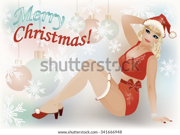 Merry Christmas Pinup Sexy Santa Girl Stock Vector Royalty Free Shutterstock