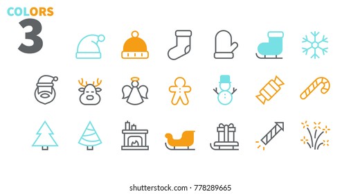 Merry Christmas Pixel Perfect icons Well-crafted Vector Thin Line Icons 48x48 Ready for 24x24 Grid for Web Graphics and Apps. Part2 Colors 3