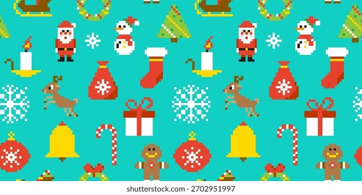 Feliz Natal Pixel Sem Costura Padrão