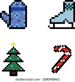 Frohe Weihnachtspixelset. 4 Symbol