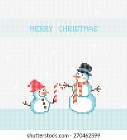 Merry Christmas pixel vector, Snowman