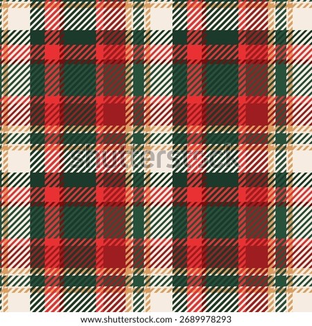 Merry Christmas Plaid Pattern. Seamless Holiday Background in Red and Green Colors. Plaid, Checked Modern Pattern Design