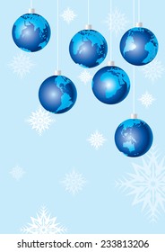 Merry Christmas, planet  Earth! Vector an illustration with fur-tree spheres as the globe 