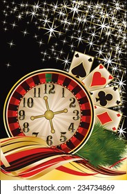 Merry Christmas Poker wallpaper, vector illustration