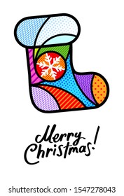 MERRY CHRISTMAS pop art modern comic illustration for design. cartoon vector image.