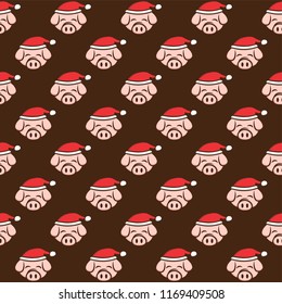 merry christmas pork bacon pig theme cartoon vector