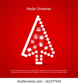 Merry christmas post card, media concept