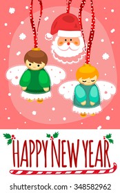 Merry Christmas post card template. Vector illustration.