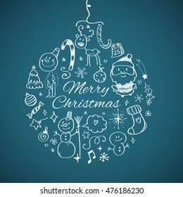 Merry Christmas post card template. Vector illustration.