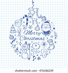 Merry Christmas post card template. Vector illustration.