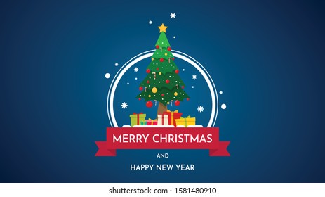 Merry Christmas post card.Christmas tree vector. Merry Christmas and Happy new year poster.