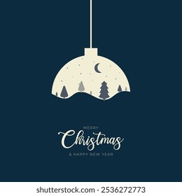 Feliz Navidades Postal y Tarjeta de Felicitación. Diseño de Anuncio de Navidades minimalistas y modernas y feliz año Nuevo Ilustración vectorial de texto