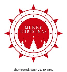 Frohe Weihnachten - Briefmarkendesign. Weihnachtsdekorative Elemente für handgemachte Geschenke. Vektorgrafik auf weißem Hintergrund.
