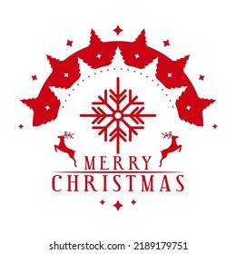 Merry Christmas -  post stamp design. Xmas decorative element for handmade gifts. Vector illustration on white background.