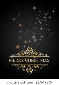 Merry christmas postcard background tith gold and shine