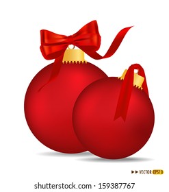 Merry Christmas postcard with Christmas ball, vector illustration.