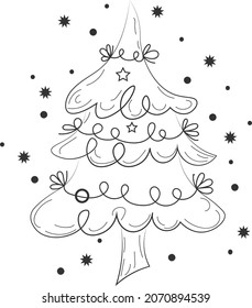 Merry Christmas Postcard with Calligraphic Season wishes and composition of Festive elements 