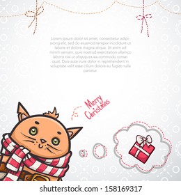 Merry Christmas postcard with cat