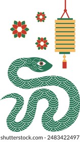 Merry Christmas postcard. Chinese New Year of the Snake