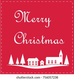 Merry Christmas postcard country vector icon illustration flat design