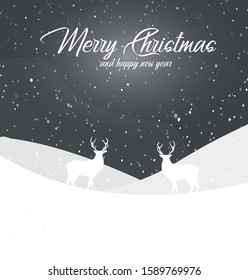 Merry Christmas postcard. Christmas deer.
