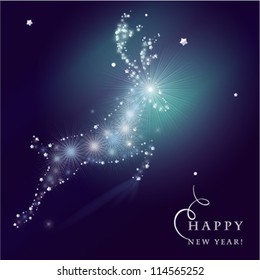 Merry Christmas postcard with deer. Vector eps10 illustration
