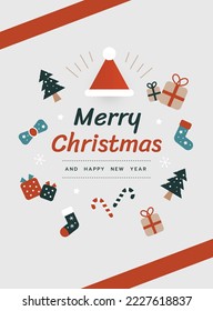 Merry Christmas Postcard Design, Element vector 